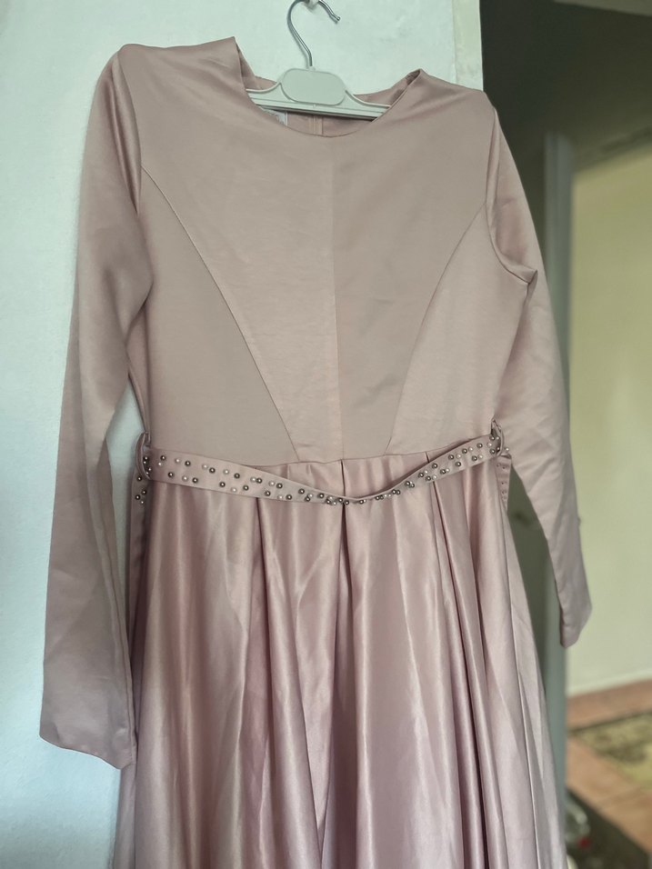 Pembe tesettür Abiye Elbise - Görsel 2