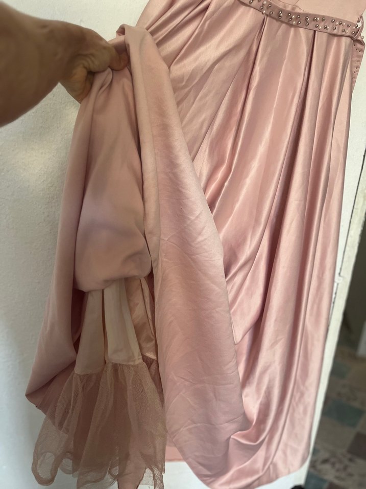 Pembe tesettür Abiye Elbise - Görsel 3