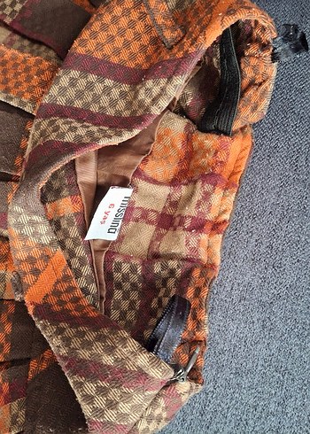 Kahverengi Ekose Pileli Midi Etek - Görsel 2