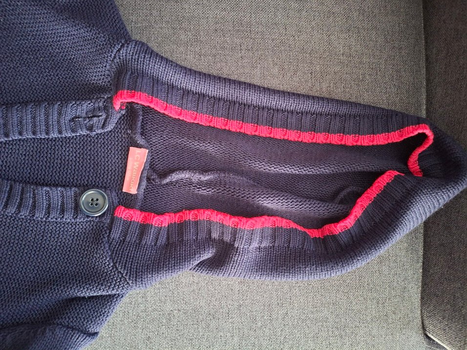 Kapüşonlu Renkli Kız Çocuk Triko Hırka - Görsel 2