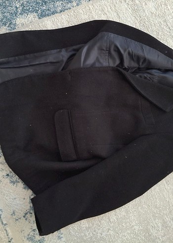 Düğmeli Siyah Erkek Yün Ceket - Görsel 3