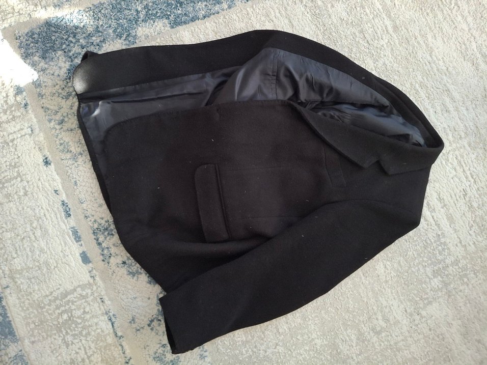 Düğmeli Siyah Erkek Yün Ceket - Görsel 3