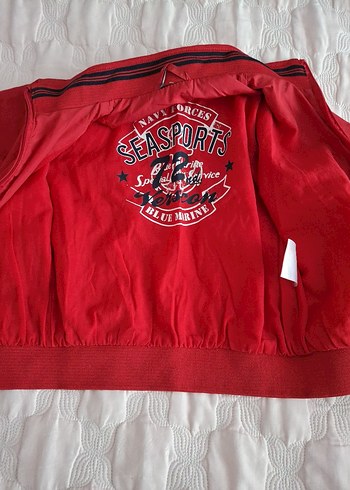 Kırmızı Fermuarlı Kadın Bomber Ceket - Görsel 4