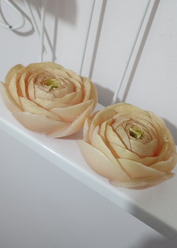 Pastel Bej Gül Şeklinde Mum Seti