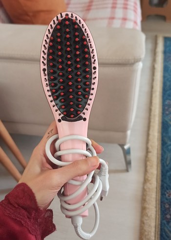 Pastel Pembe Saç Düzleştirici Fırça
