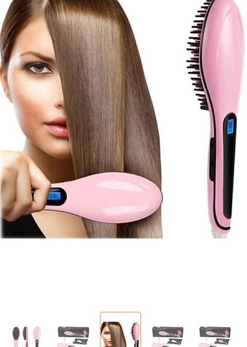Pastel Pembe Saç Düzleştirici Fırça - Görsel 3