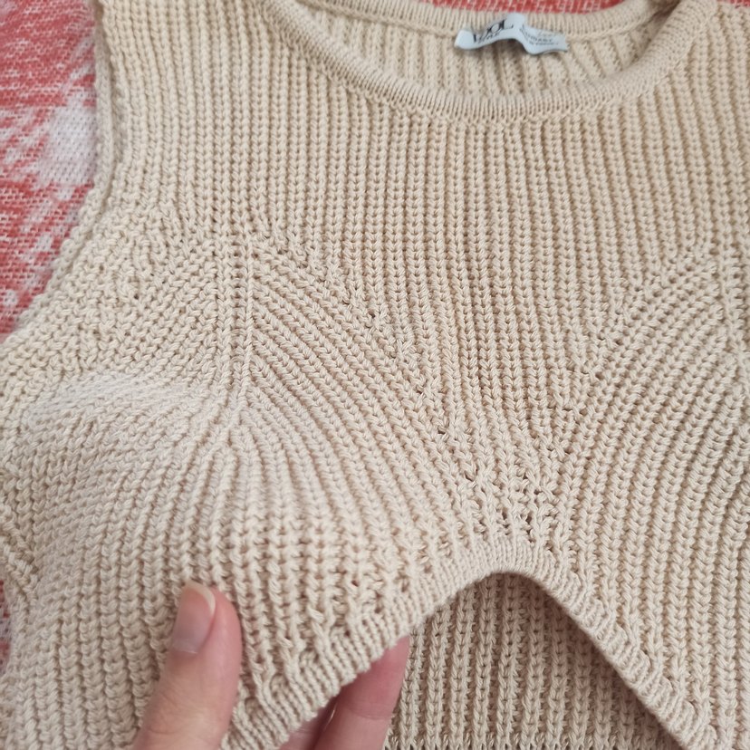 Bej Örgü Kadın Crop Top - Görsel 3