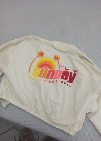 Düğmeli Beyaz Kadın Bomber Ceket - Görsel 5