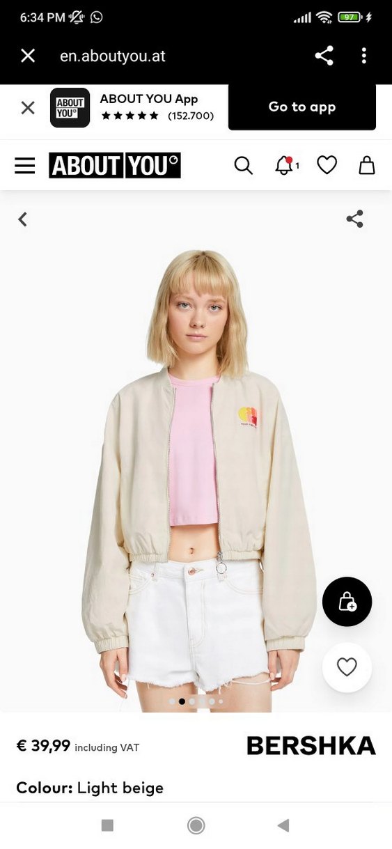 Düğmeli Beyaz Kadın Bomber Ceket - Görsel 2