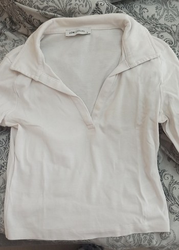 LCW Vision Kadın Ekru Polo Yaka Uzun Kollu Tişört - Görsel 4