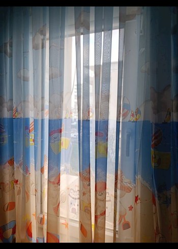 çocuk odası tül perde ayıcık deniz bulut plaj - Görsel 2