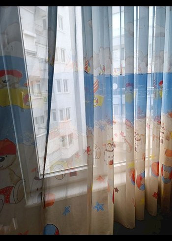 çocuk odası tül perde ayıcık deniz bulut plaj - Görsel 3