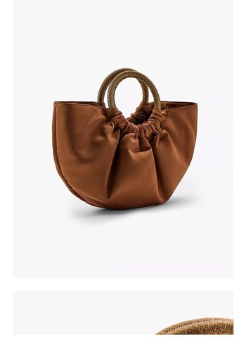 Zara Zara Nakışlı Kahverengi Bohem Kadın Çanta