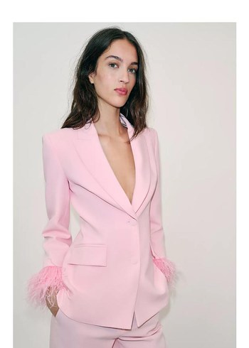 Zara Tuylu Mansetli Blazer Takim