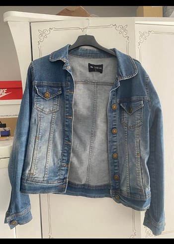 Düğmeli Mavi Kadın Denim Ceket