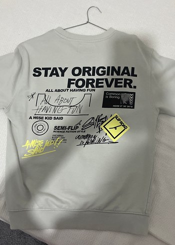 Gri Baskılı genç Sweatshirt