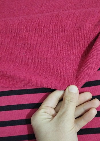 kırmızı Siyah Çizgili üç iplik kumaş - Görsel 2