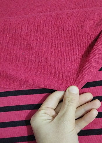 kırmızı Siyah Çizgili üç iplik kumaş - Görsel 3