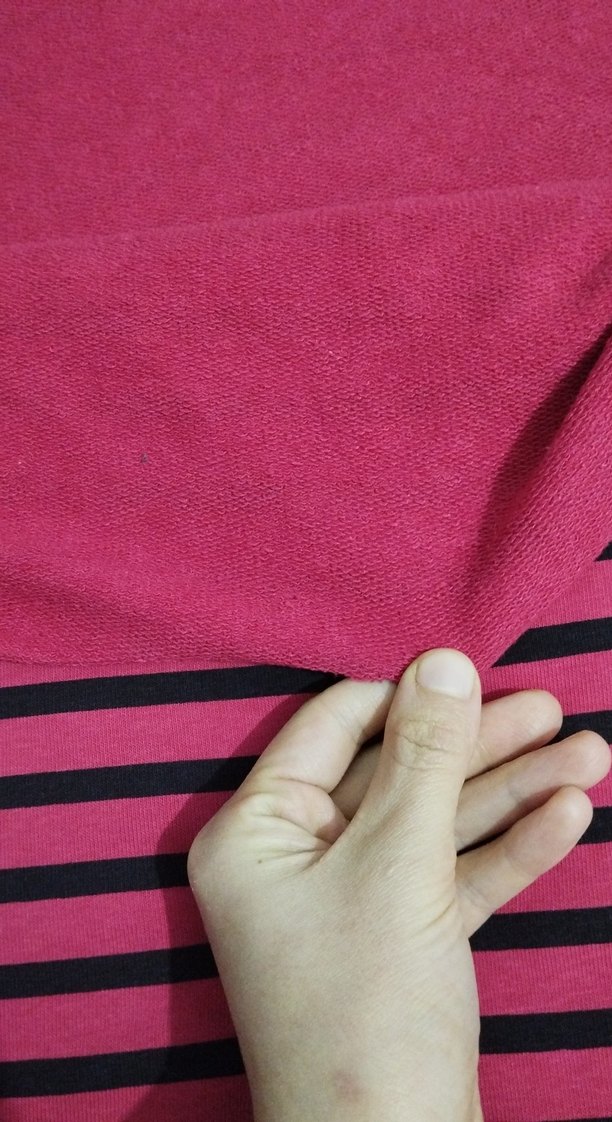 kırmızı Siyah Çizgili üç iplik kumaş - Görsel 2