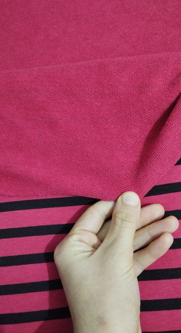 kırmızı Siyah Çizgili üç iplik kumaş - Görsel 3