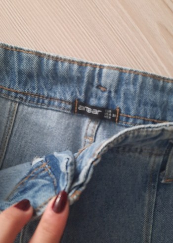 40 Beden Kadın Mavi Bol Kesim Mini Denim Şort