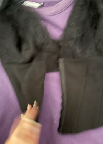 Siyah V Yakalı Fermuarlı Mini Bustiyer - Görsel 3