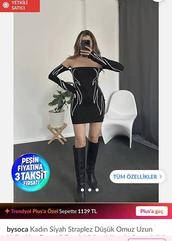 Kadın Siyah Straplez Mini Elbise Zebra Desenli - Görsel 2