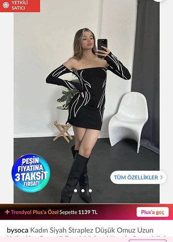 Kadın Siyah Straplez Mini Elbise Zebra Desenli - Görsel 3