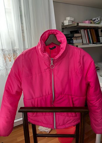 Fermuarlı Pembe Kadın Mont - Görsel 6