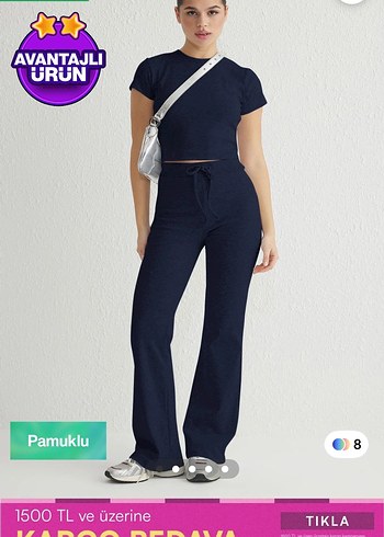 Lacivert Kadın Mini Pamuklu Eşofman Altı - Görsel 4