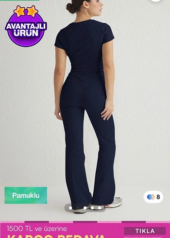 Lacivert Kadın Mini Pamuklu Eşofman Altı - Görsel 3