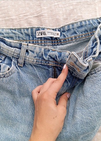 xs Beden Zara Kadın Mavi Bol Kesim Midi Kot Pantolon