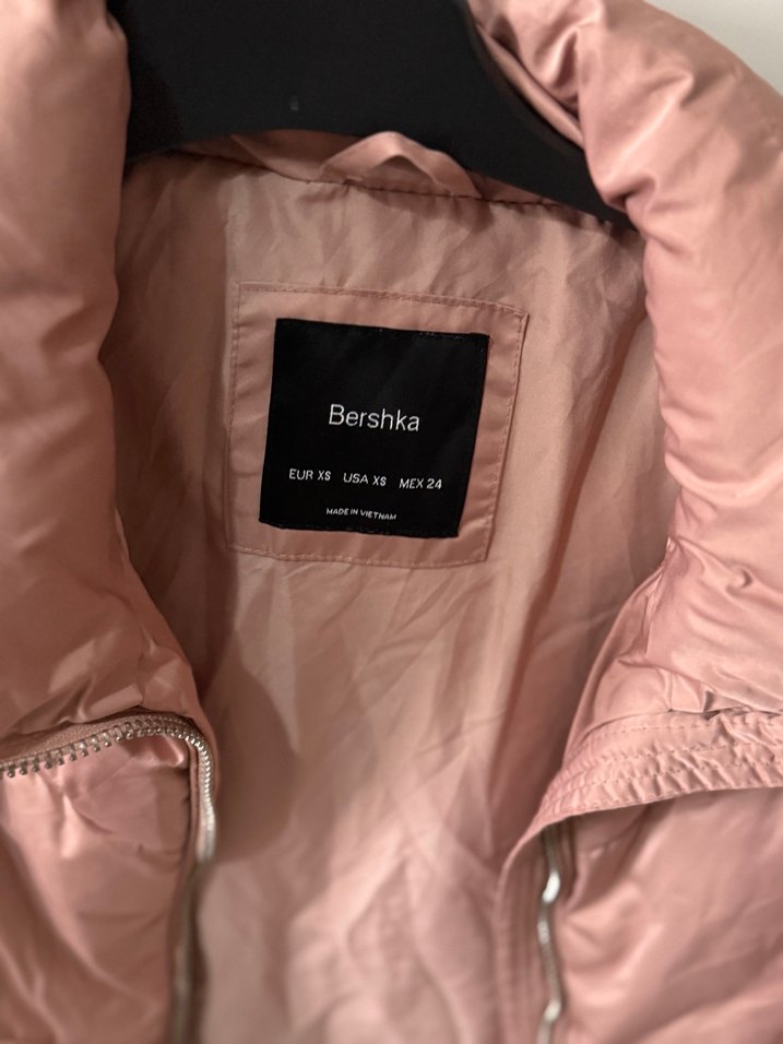 Düğmeli Pembe Kadın Kışlık Mont - Görsel 2