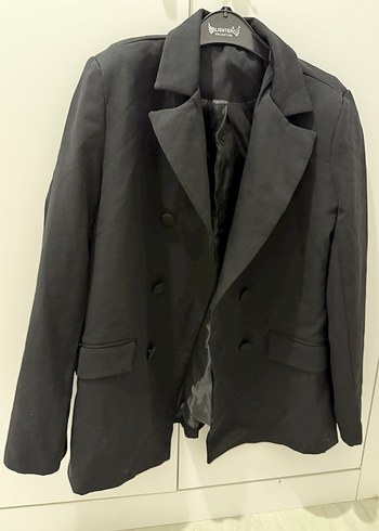 Düğmeli Siyah Kadın Blazer Ceket - Görsel 2