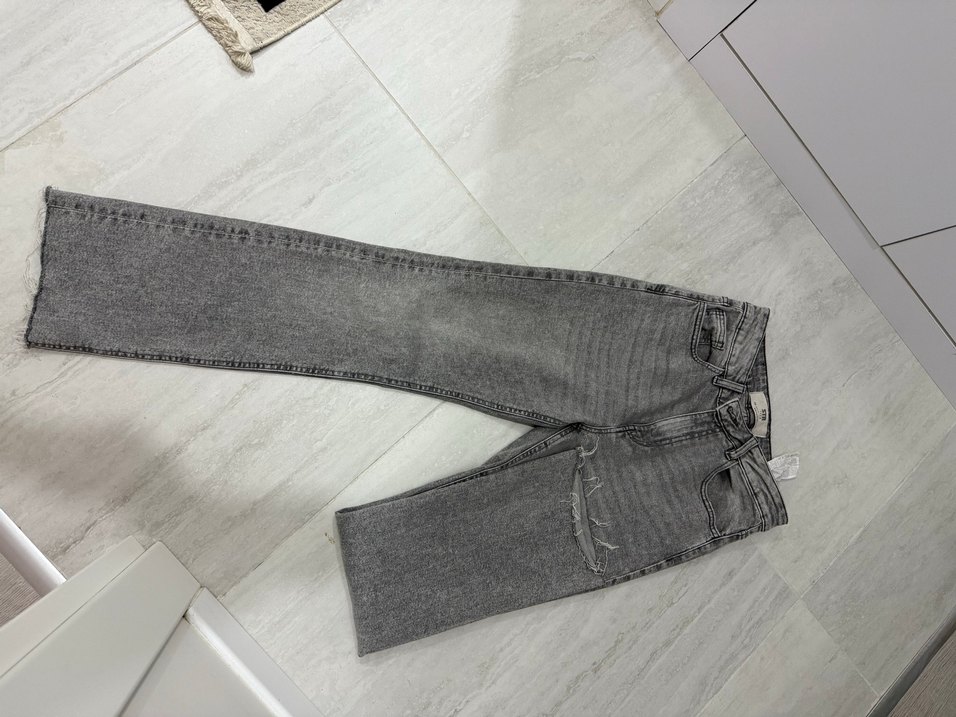 Gri Kadın Midi Kot Pantolon - Görsel 3