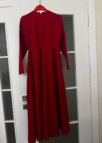 Diğer MUSLİMA WEAR - Kırmızı Nakışlı Uzun Elbise