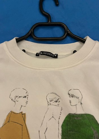 m Beden Baskılı Beyaz Pamuklu Kadın Sweatshirt