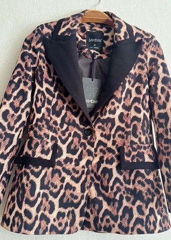 Kahverengi Leopar Desenli Kadın Blazer