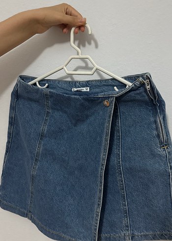 Kadın Mavi Kot Midi Etek