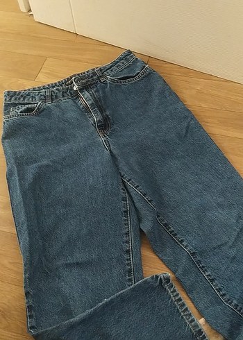 Kadın Mavi Midi Boy Salaş Kot Pantolon