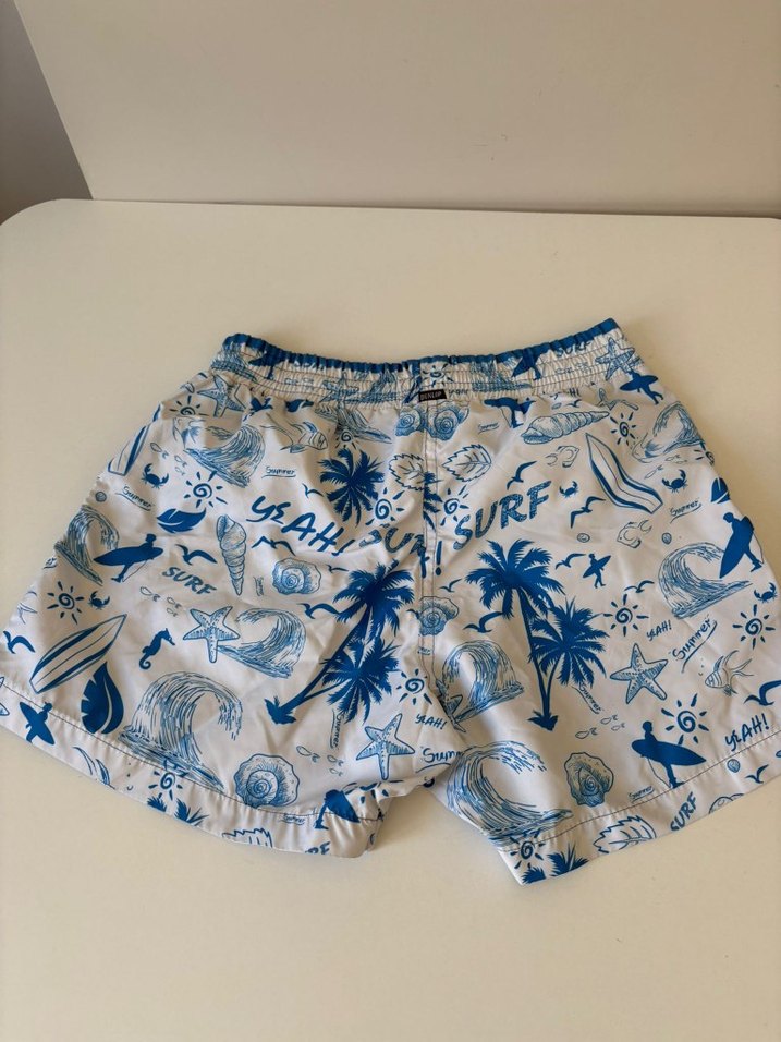 Erkek Renkli Baskılı Mavi Şort - Görsel 2