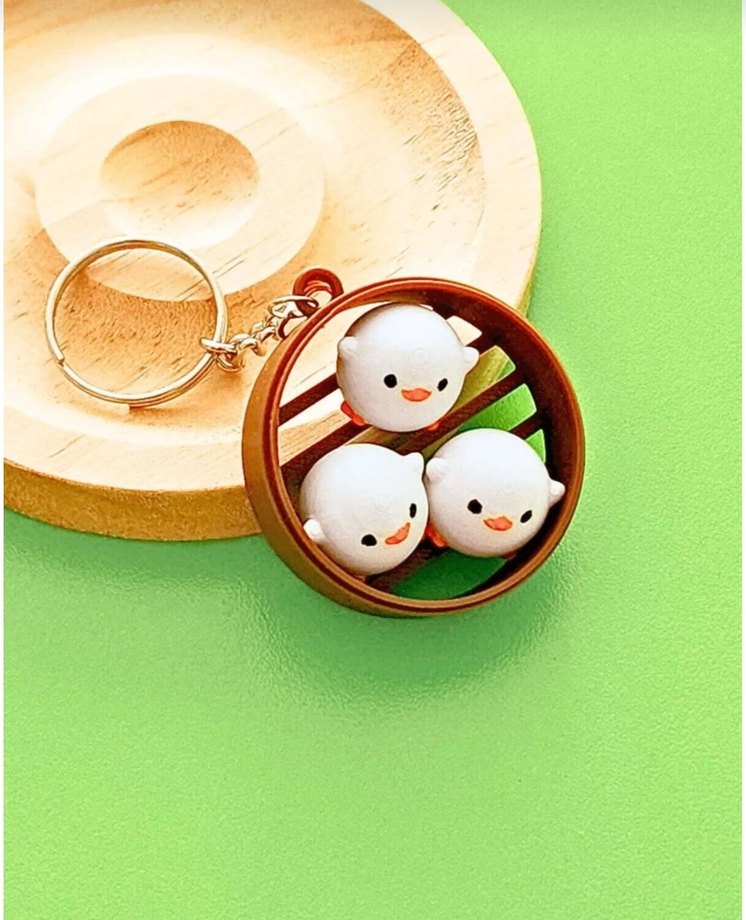 Beyaz Şişme Mini Kuşlu Anahtarlık - Görsel 2