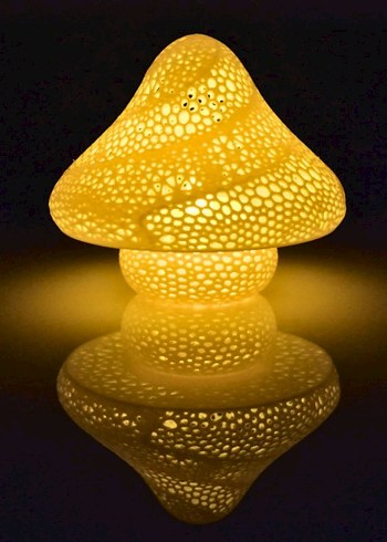 Sarı Mantar Tasarımlı Renkli Masa Lambası - Görsel 2
