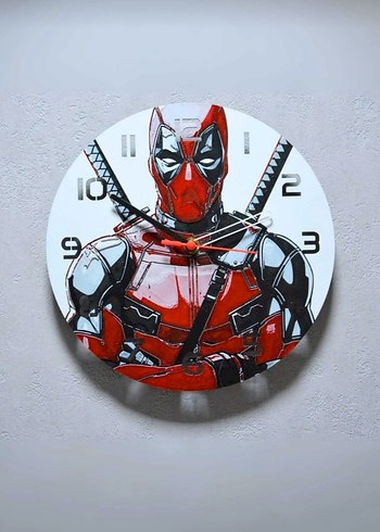 Kırmızı Deadpool Duvar Saati - Görsel 3