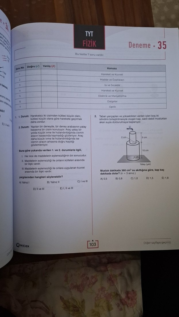 TYT Fizik 40 Denemesi - Oksijen Yayınları - Görsel 4