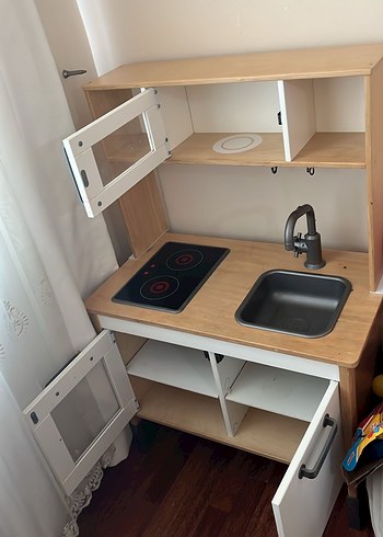 Ikea İkea Beyaz ve Gri Ahşap Oyuncak Mutfak Seti