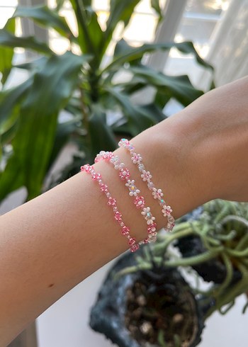 Pembe Çiçekli Lotus Bileklik Seti