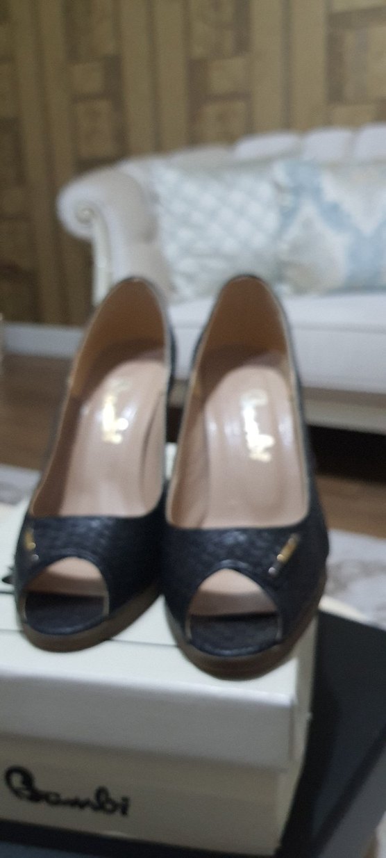 Kahverengi Yılan Desenli Tokalı Kadın Platform Topuklu - Görsel 4