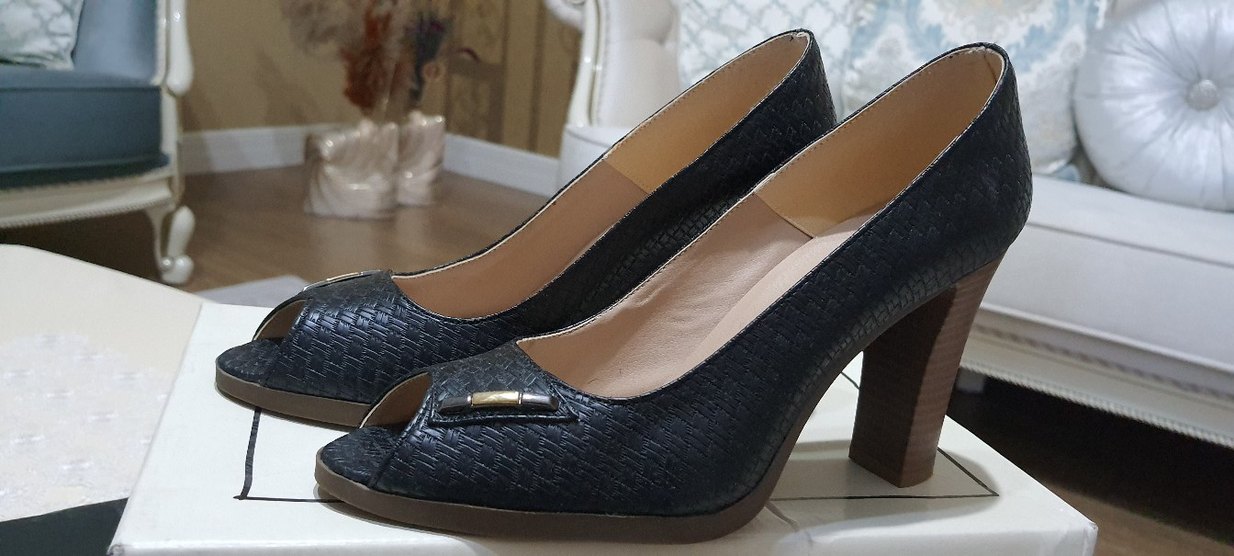 Kahverengi Yılan Desenli Tokalı Kadın Platform Topuklu - Görsel 2