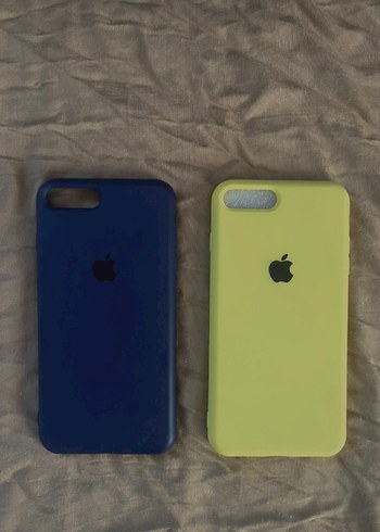 iPhone 7/8 Plus Silikon Kılıf Seti | Sarı & Lacivert Apple Logo